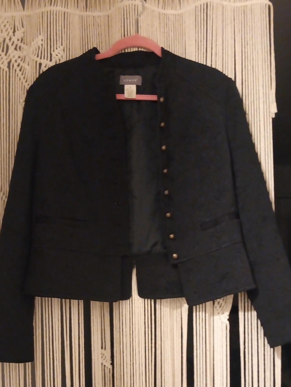 Vintage Kenar Classic Black Women's Button-Front Jacket Sz 12